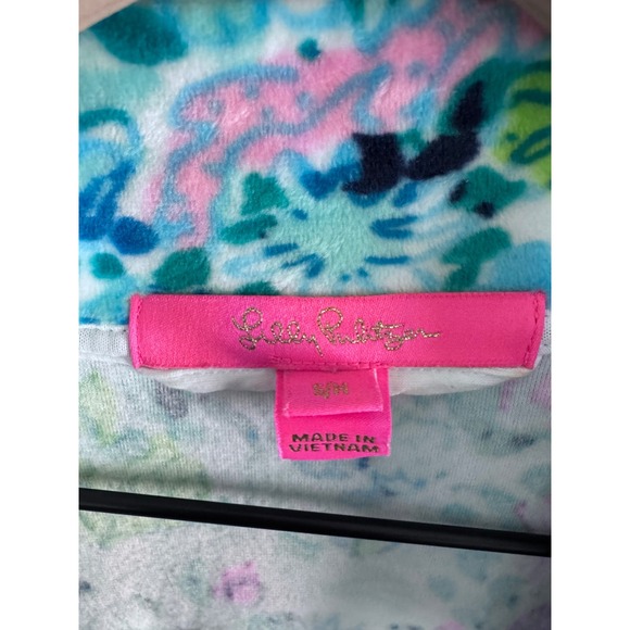 Lilly Pulitzer Elaine Velour Midi Robe Ocean Blue Size S/M - Picture 3 of 4